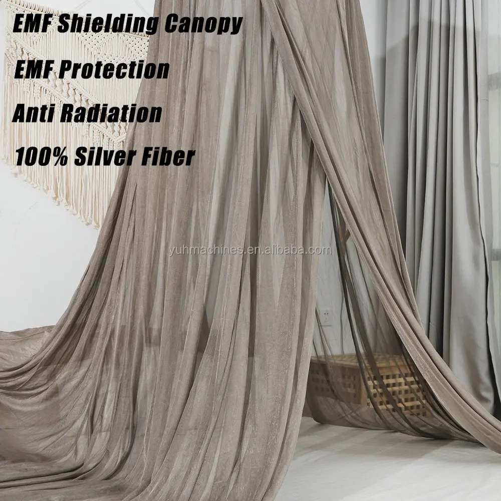 BLOCK EMF Circular Silver Mesh Fabric Bed Canopy  Anti-Radiation and RFID Shielding Foldable Mosquito Net for Home Adults