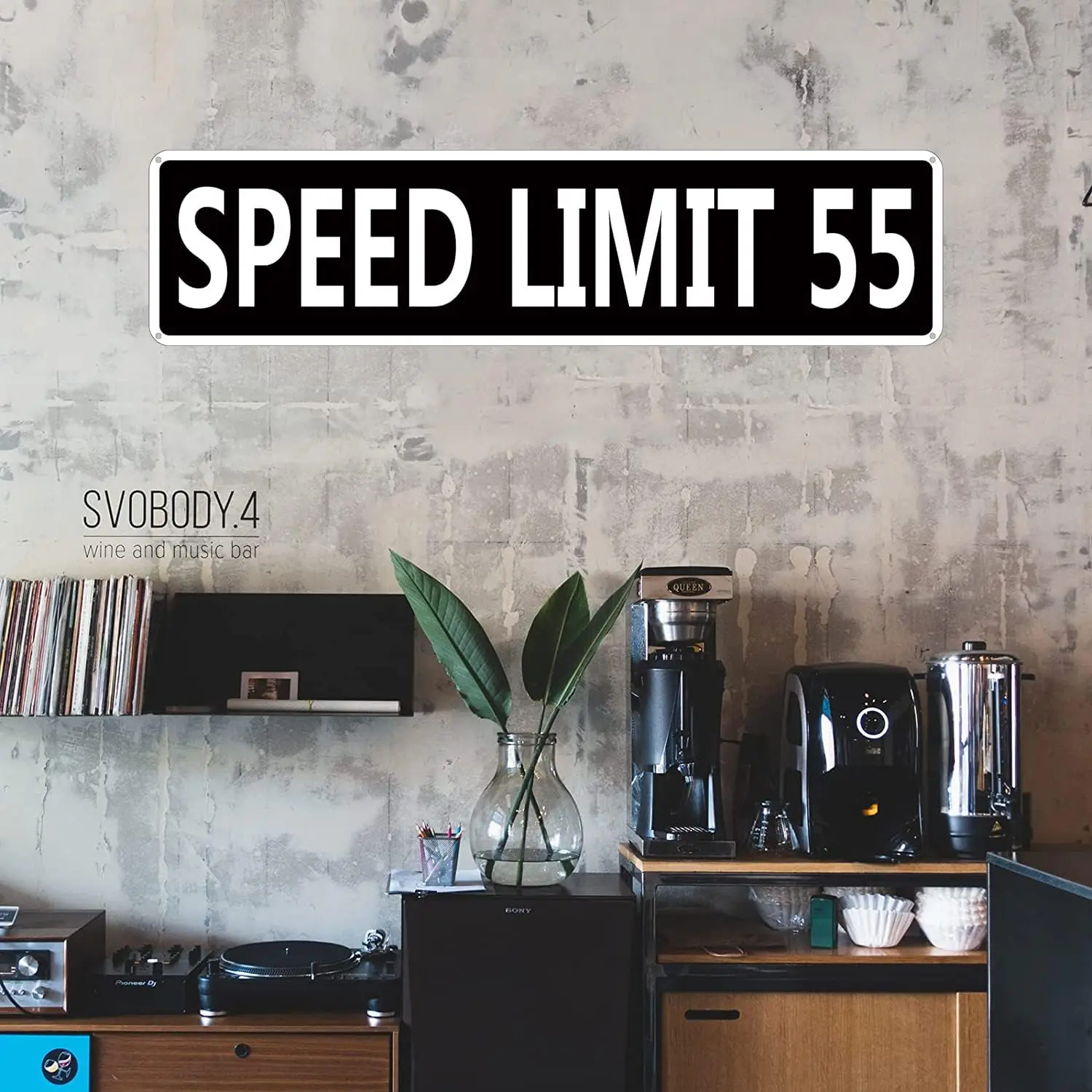 Custom Speed Limit 55 MPH Metal Tin Sign Slow Down Traffic Funny Vintage Slim Street Tin Signs 16 x 4 Inch Wall Art Decor