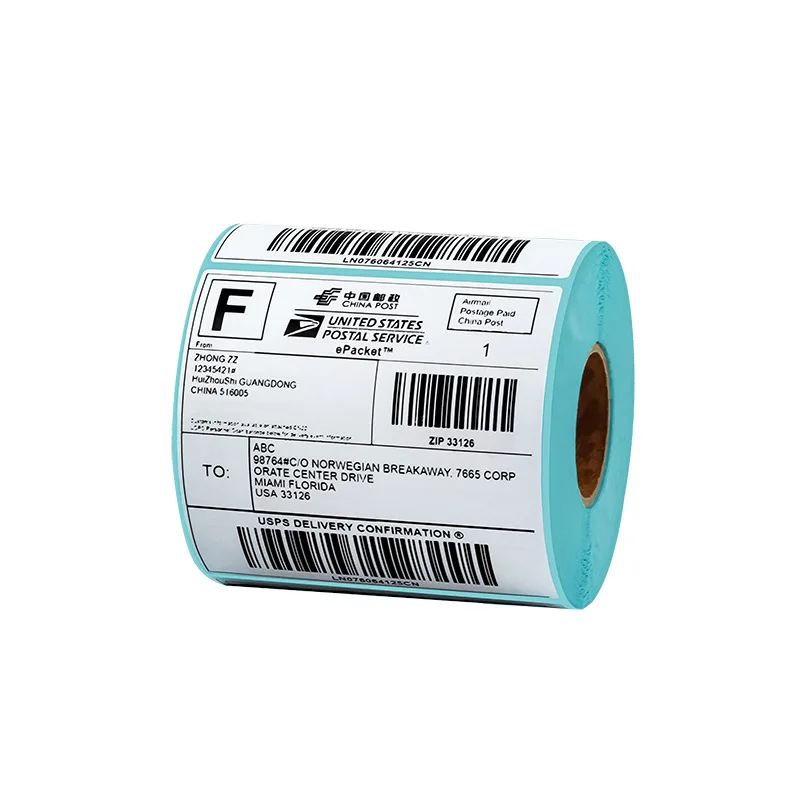 Manufacturing direct sale 100x150 57x30 thermal paper roll waybill barcode shipping adhesive label sticker