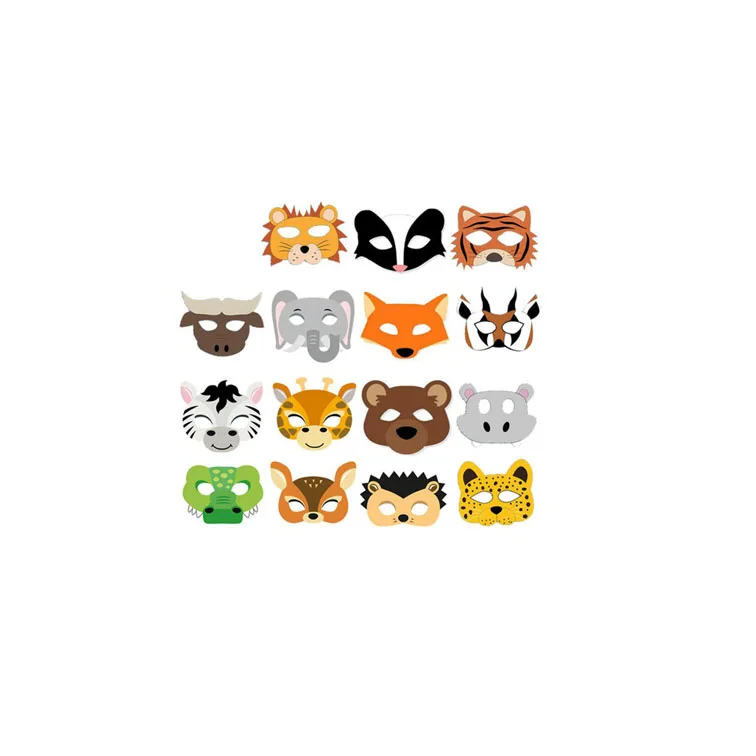 Jungle Wild Animal Paper Mask Park Theme Kindergarten Game Activity 16 Animal Masks Lion Tiger Party Decoration
