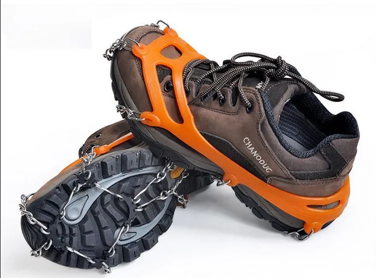 Crampons for Snow & Ice Climbing Stainless Steel with Silicone Chain & Grippers Shoes