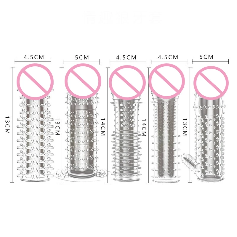 Reusable condoms dotted ribbed delay aid thickening thorn condoms 5 styles soft mace shape spined brambly condom for men