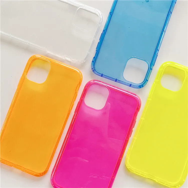 Fashion for iPhone 7 8 Plus 11 Pro Case Shockproof Clear Neon Colors Fluorescent Phone Case for iPhone 12 13 Pro Max Neon Case