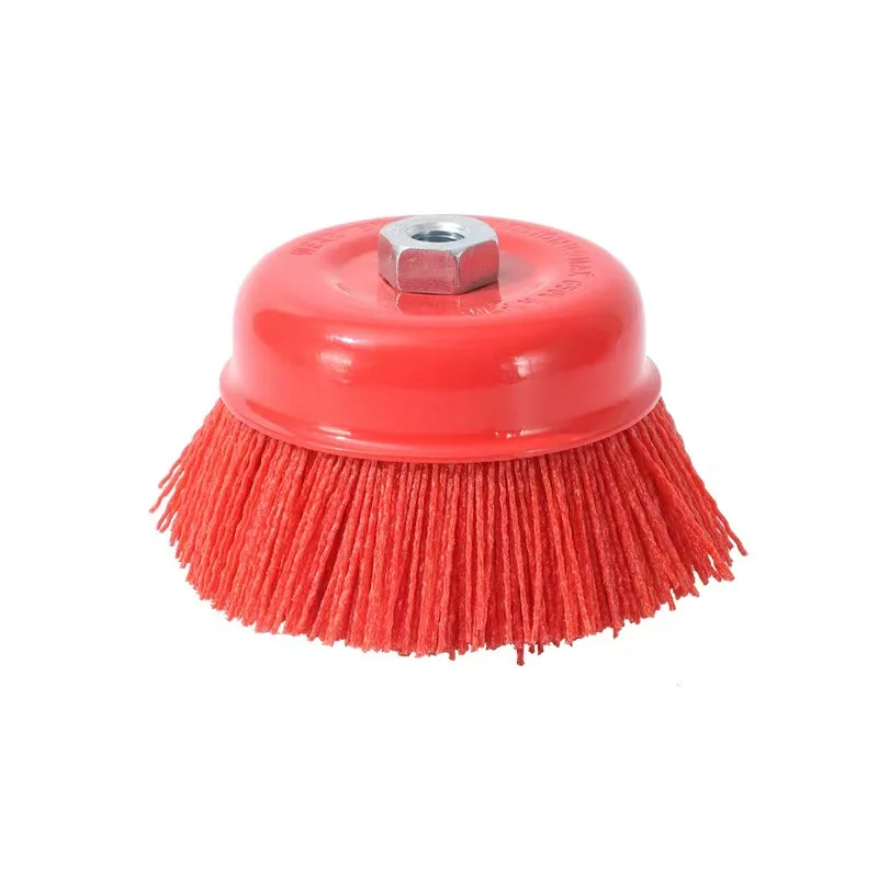 Industrial M14 Nylon Abrasive Wire Brush Bowl Type Cleaning Polishing 5/8-11 Nut Grinding Wheel DuPont Wire Polishing Wheel