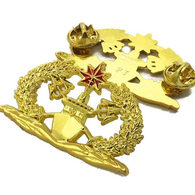 Customizable Yellow Gold Embossed Custom Shape Enamel Flag Luxury Metal Suit Star School Pin badge