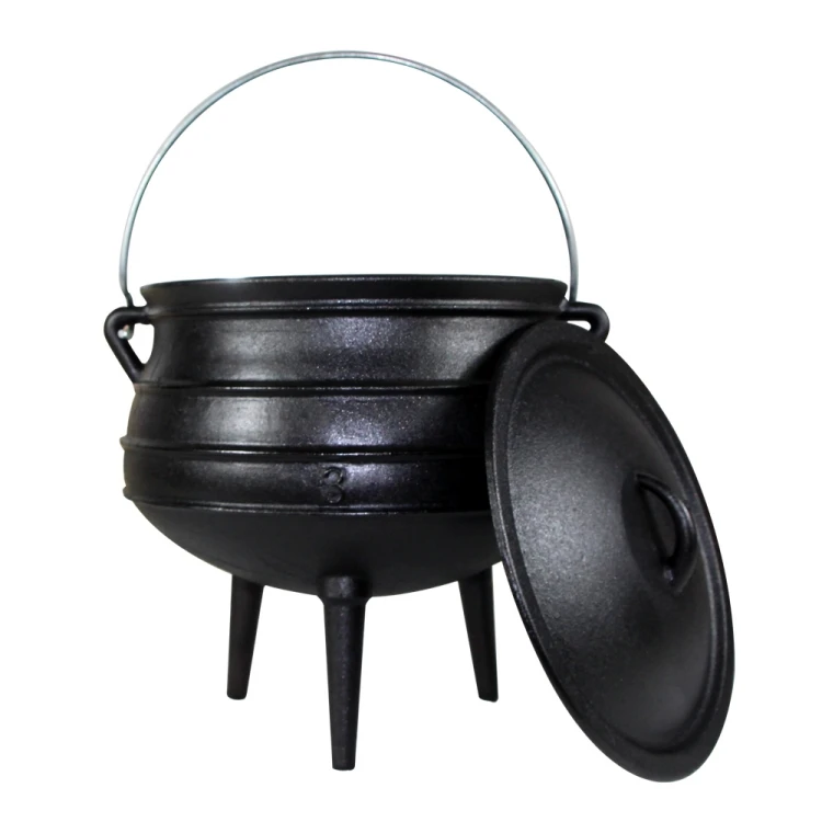 Mini South African 3 Legged Cast Iron Potjie Pots Outdoor Cookware Cauldron With Lid