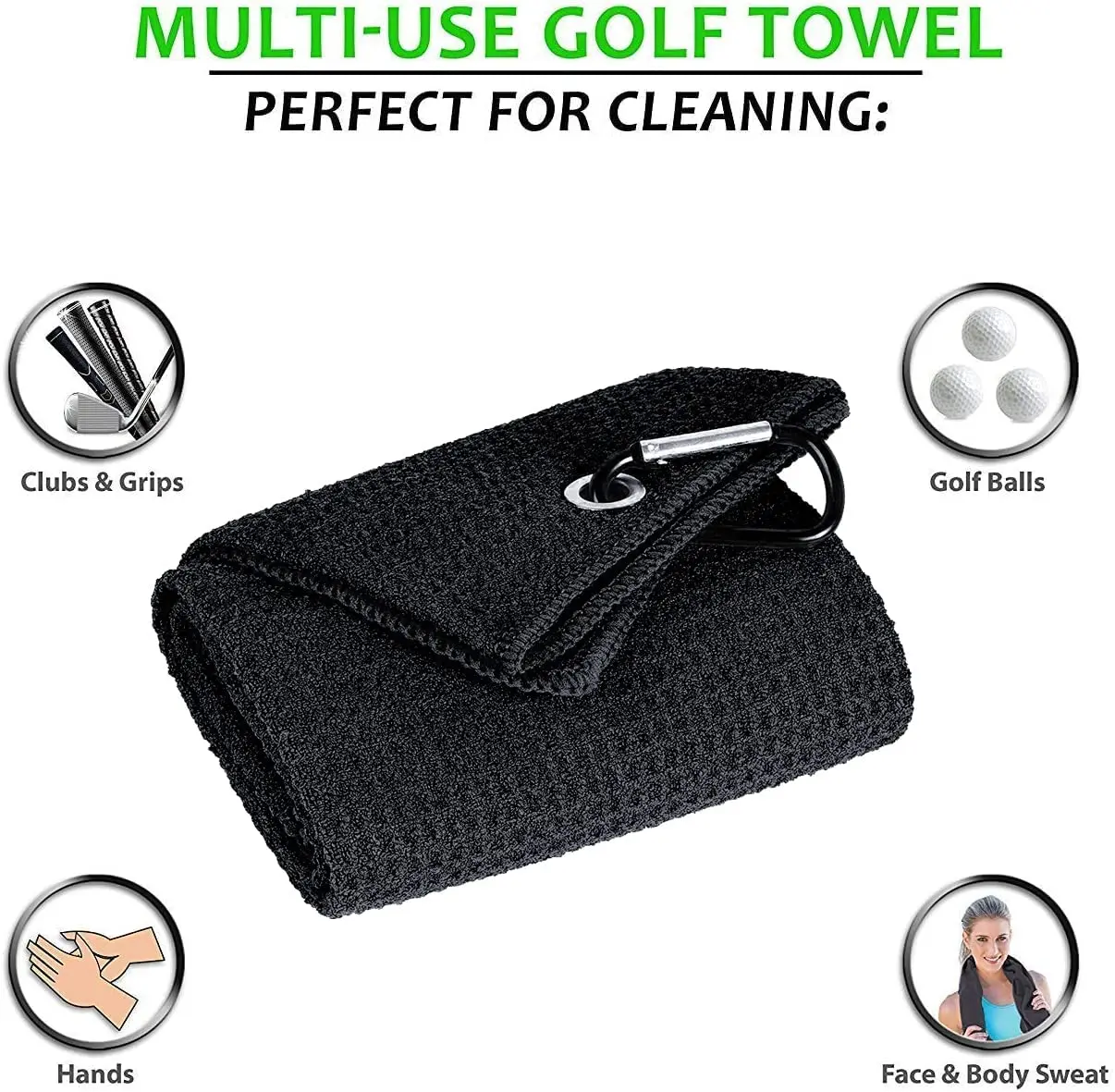Different Solid Color Microfiber Golf Sports Towel Set Head groove Cleaner Set Club Cleaning Brush
