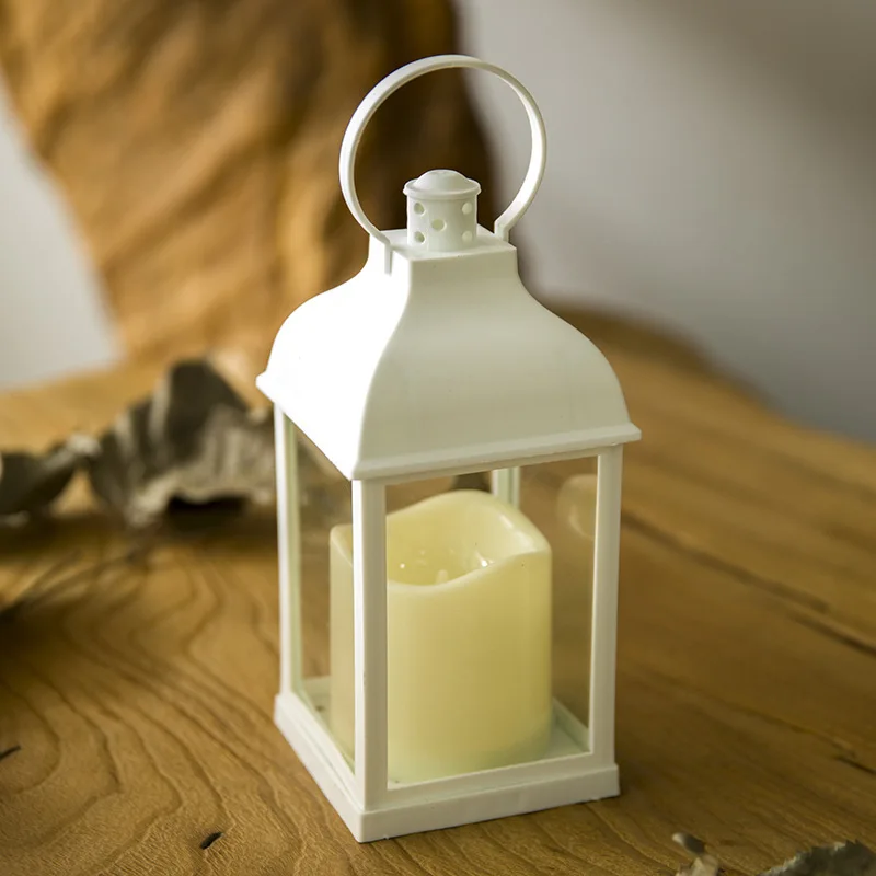 Modern Candle Lantern Candle Holder, Plastic + Glass Battery operated Candle Lanterns for  Holiday decoration Home decor Wedding