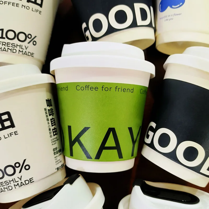 Wholesale Printing 8oz 12oz 16oz Single Wall Disposable Paper Cups Customized Hot Coffee Paper Cup With Lid