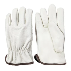 High Quality White Real leather Cow Leather Driver gloves  Rigger Gloves Working