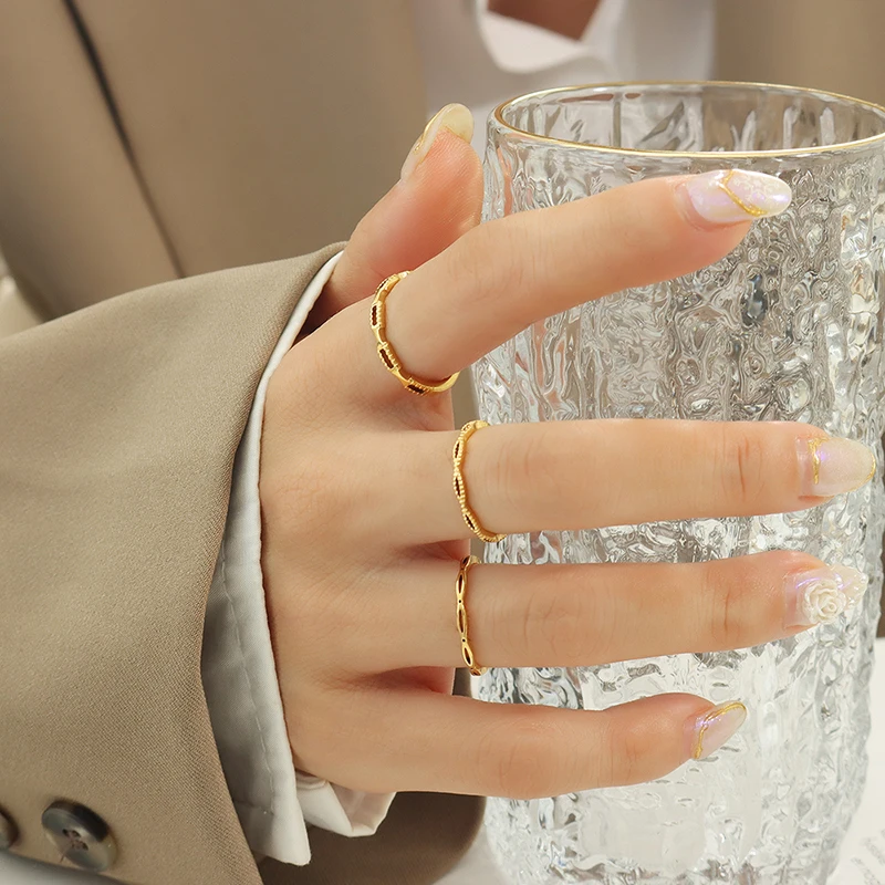 Wholesale hollow folded rings Versatile stainless steel ring