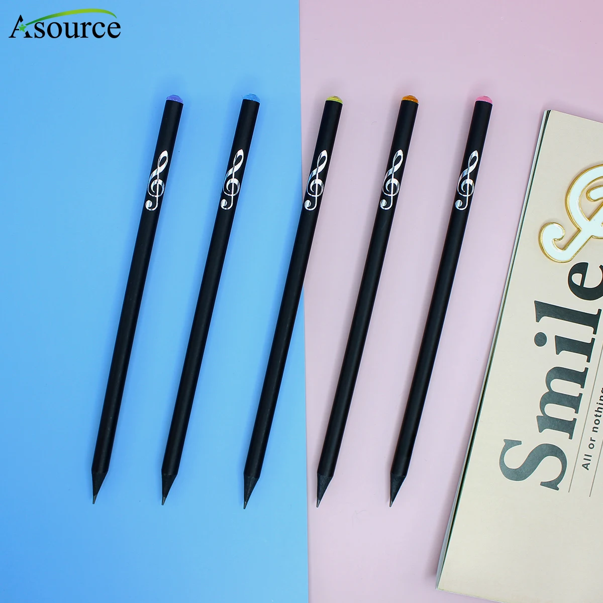 Music Gift Crystal Topper Wood Pencil with Music Note Print