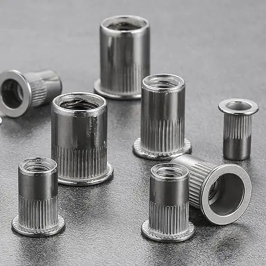 Stainless Steel 304 Surface Flat Head Rivet Threaded Into The Nut Knurled Body