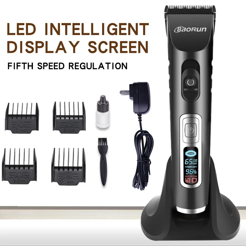 
LED intelligent display screen hair clipper for child professional rechargeable electric trimmer ceramic cutter head 