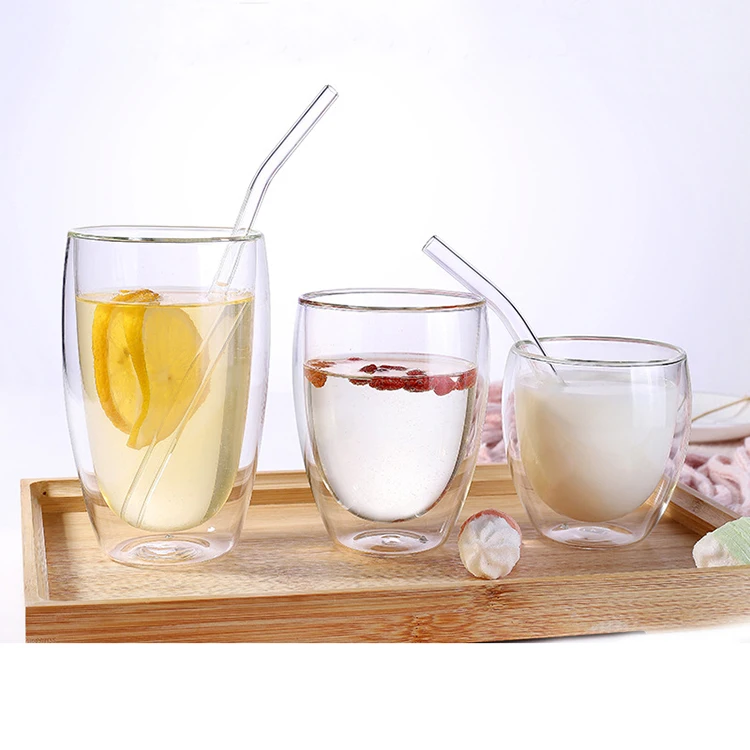 Customize  High Borosilicate Glass Double Wall Coffee Mug For Office