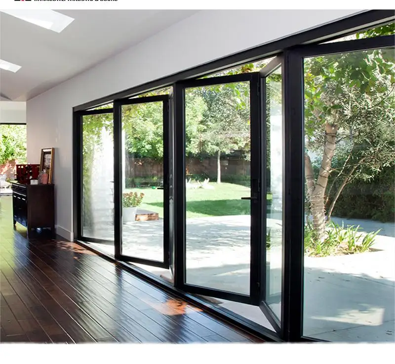 Modern Design Folding Door for Home Foshan Windows and Doors Hurricane-Proof Glass for Kitchen Hotel and Mall Use