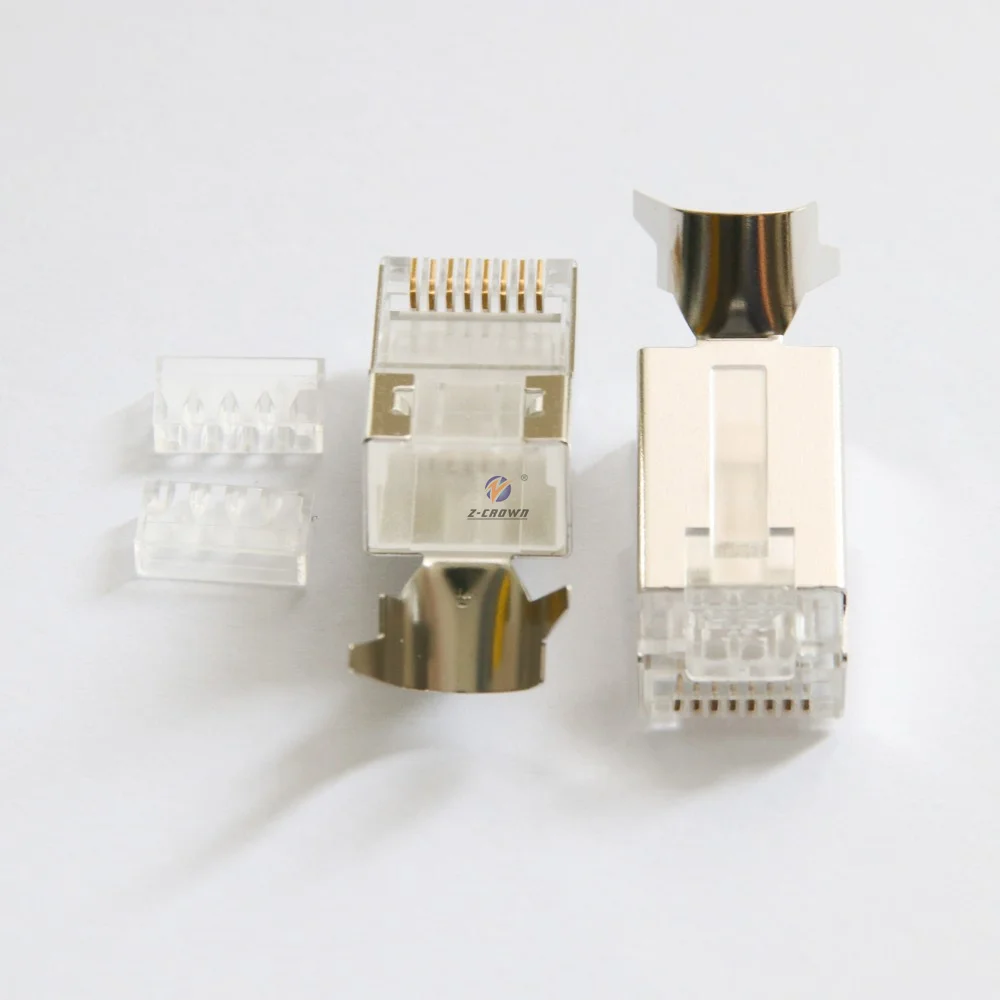 8P8C Cat6 plastic cable rj45 ethernet lan connector with gold plug