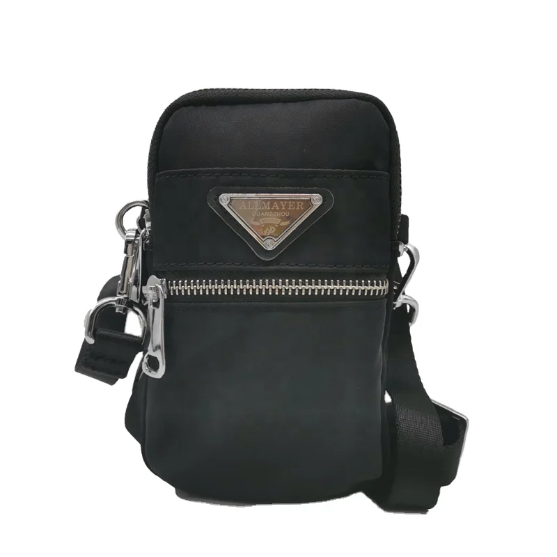  Mens Mini Nylon Single Shoulder Bag Small Square Black Crossbody Messenger Sport