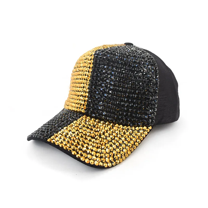 Hot selling two-color rhinestone design hip hop hat baseball cap with custom logo suitable for show dancing pointed hat unisex