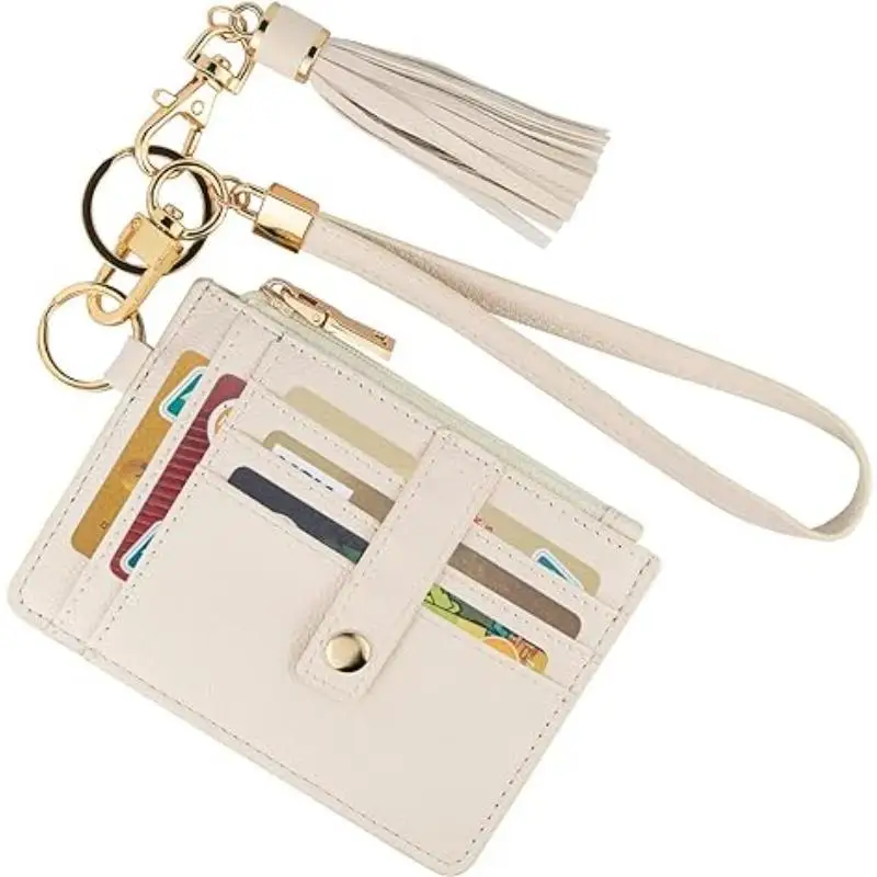 Spot Goods Ultra Thin Wallet Double Fold PU Leather Bag  Fashion Card Bag Key Chain Coin Purse