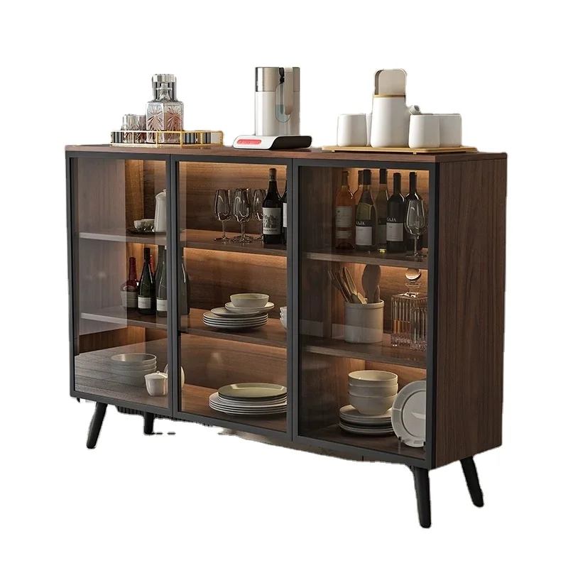 simple kitchen cabinet modern layered glass cabinet storage dustproof integrated sideboard for kitchen dining room