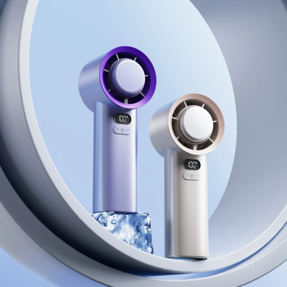 2024 Handheld 100 Gear Endless Adjust Refrigeration Cold Compress Air Cooler USB Rechargeable Cooling Mini Portable Hand Fan