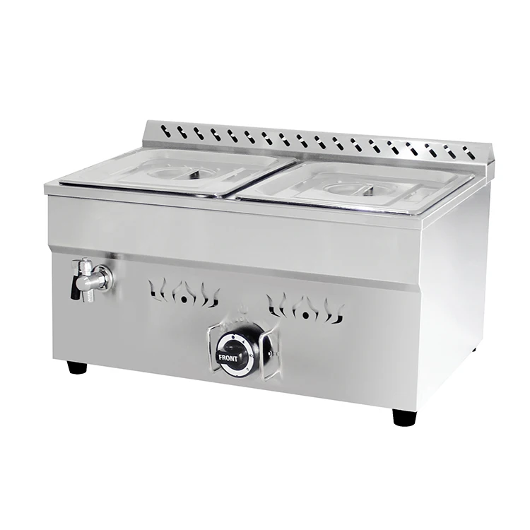 Propane Gas Bain-Marie Buffet Food Warmer Food Heating Steam Table 2-Pan Square electric bain marie food warmer