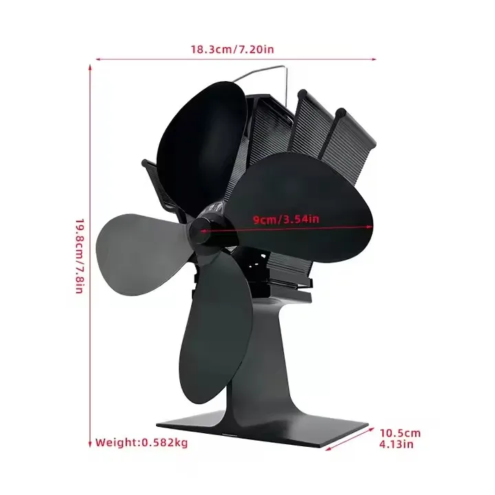 Silent Operation Eco Friendly Circulation Efficient Heat Distribution 4 Blade Wood burner Stove Fan