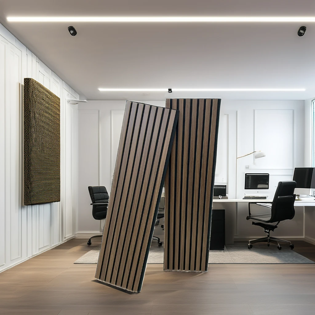 Modern Design Commercial Polyester Fiber Acoustic Wall Panels Wooden Slatted Studio Sound Absorbing Decor for Hotels & Schools