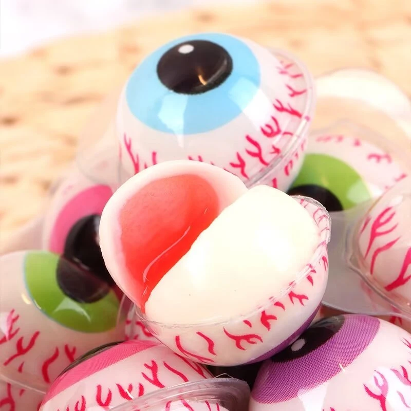Wholesale 2024 New Big Eye Ball Shape Packing 10g Eyeball Filled Jam Gummy Candy