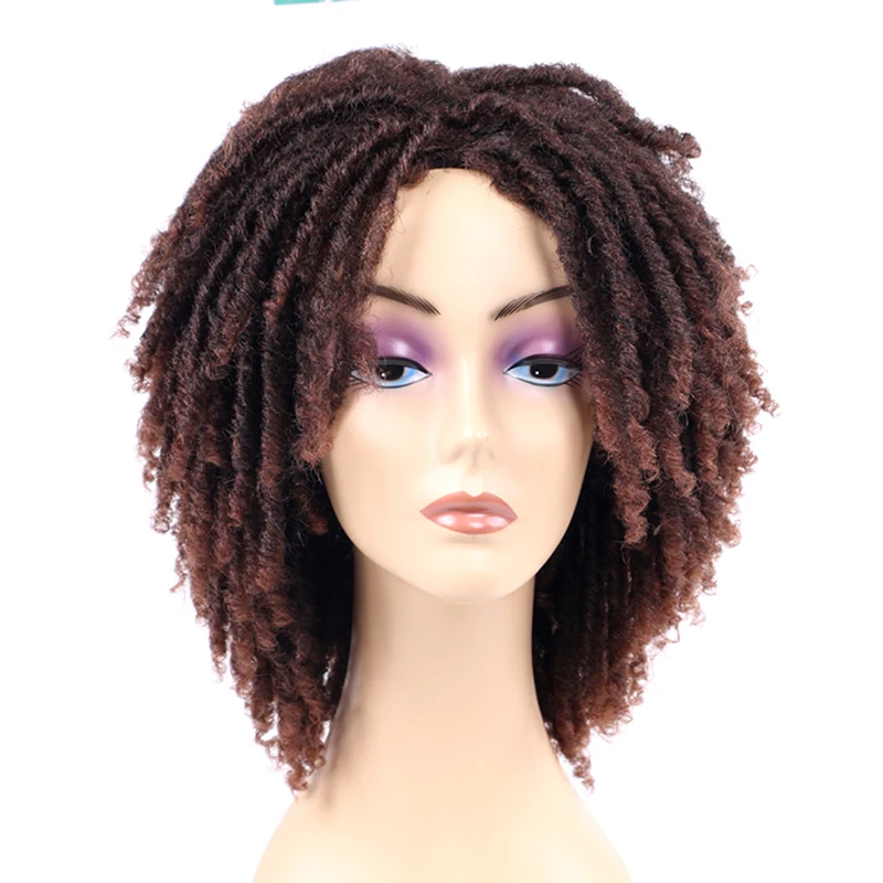 
Dreadlock Crochet Twist Braided Synthetic Wig Short Afro Faux Locs Crochet Braids Curly Locs Full Wig 