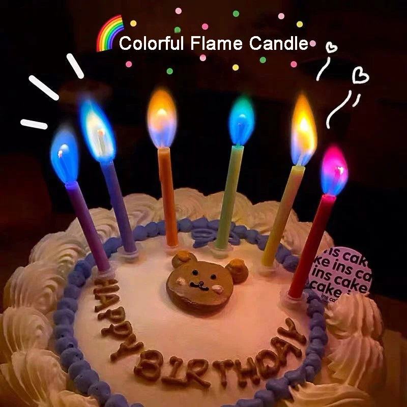 12 Pack Birthday Cake Candle Decor Supplies Color Flame Candles Magic Pillar Birthday Candles