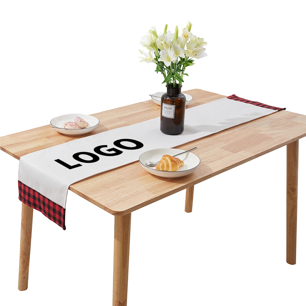 Factory Wholesale Solid Color Hotel Wedding custom logo pattern Stain Festive Table Runner