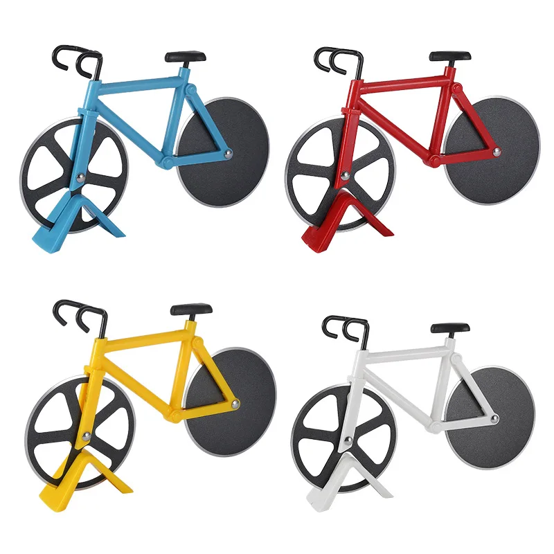 Stainless Steel Bike Pizza Cutter and Wheel Bicycle Shape Pizza Cutter Wheel Non-stick Double Cutting Wheel Bicycle Pizza Slicer