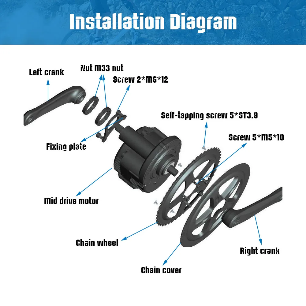  Комплект для переоборудования велосипеда Bafang Mid Drive Motor 8fun BBS01