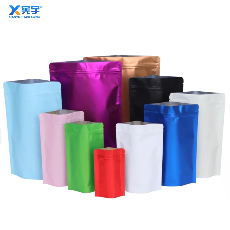Colored Aluminum Foil Plastic Standing Zipper Storage Pet Food Sealed Bag Smell Proof Mylar Pouch
