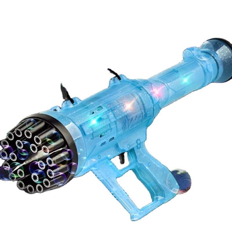 COMEMOIR Summer 21 Hole Automatic Gatling Bubble Machine Gun Toys Colorful Light Outdoor Electric Toys Soap Bubble Gun For Kids