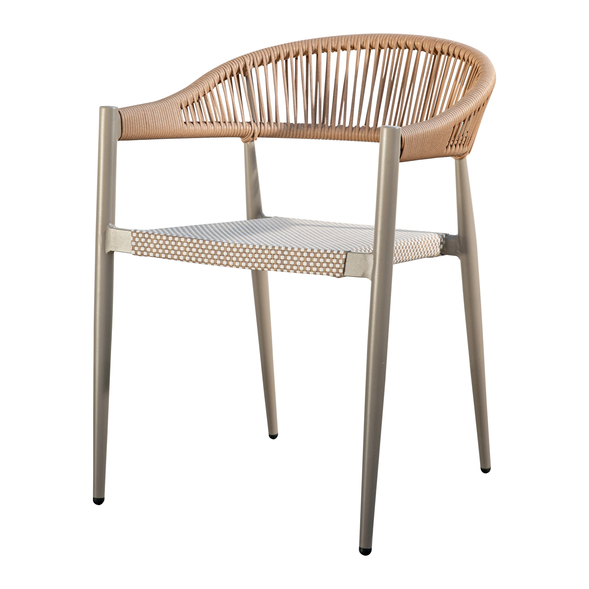 Aluminum Waterproof Chair Dine Coffee Canteen Dining Restaurant PE Rattan Chairs Outdoor Garden Wicker Woven Rope Furniture