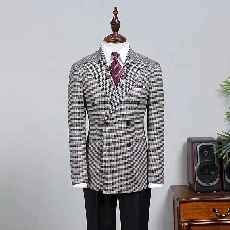 New style business Favorable price Slim fit Men Suit plaid blazer 2 Pieces custom mens suit