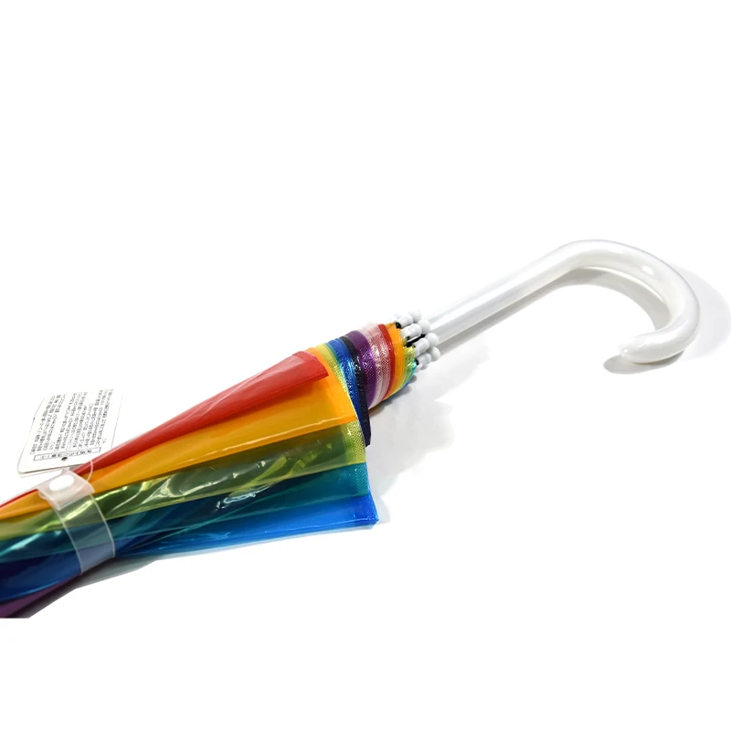 Прозрачный модный ветрозащитный прямой зонт Raimbow Rain с логотипом на заказ, 23 дюйма * 8K