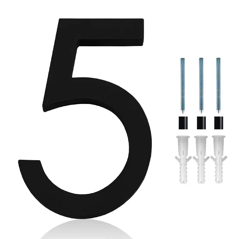 Оптовая продажа 152 мм/6 дюймов ABS глянцевый дом Модные номера почтовых ящиков 3D плавающие черные адресные Номера для стен #0-9