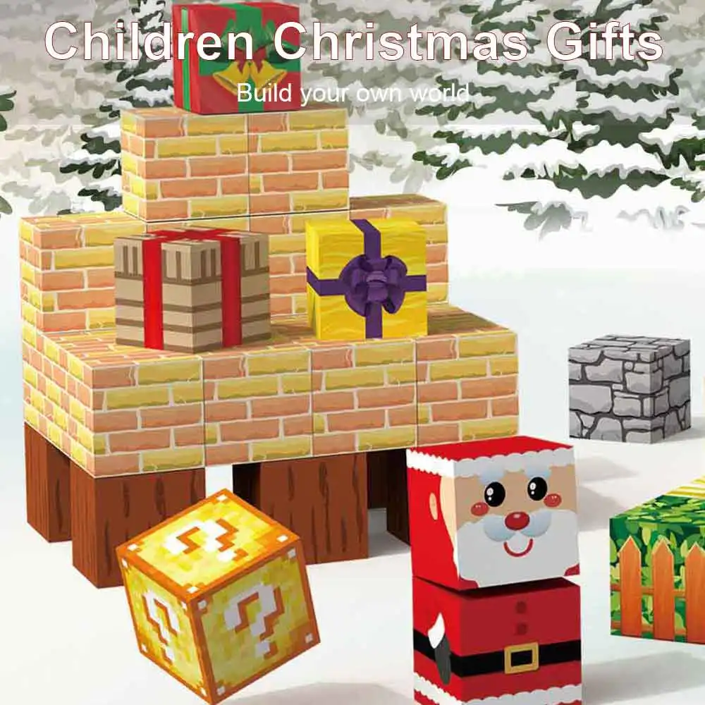 2CM 2.5CM Customization Plastic 3D DIY Creative World Christmas Gift Magnet Block Magnetic Building Blocks
