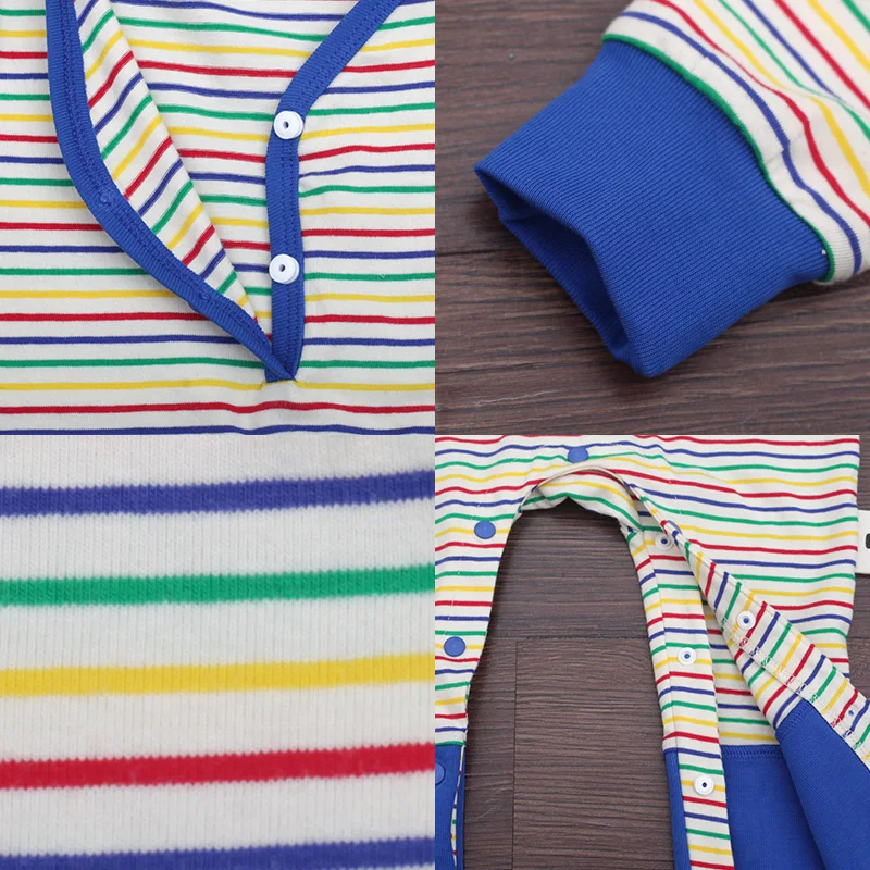 SEEJOYOU Custom Factory Pajamas Striped Ribbed Cotton Infant Romper Boys Girls Bamboo Baby Clothes Animal Newborn Friendly