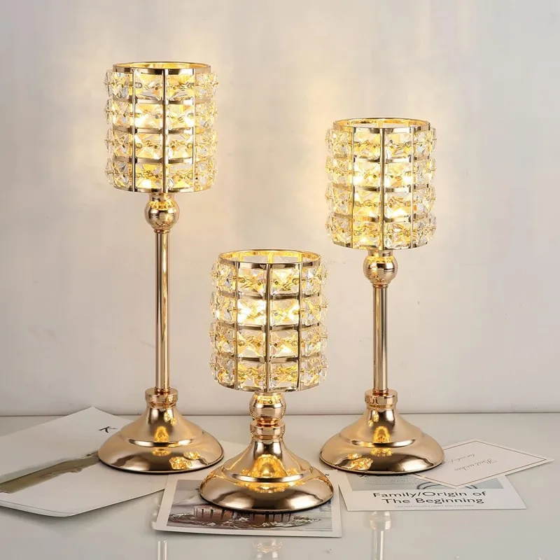 SN-LF203 European-style Glass Cup Wedding Home Decoration Candle Holder Wedding Centerpieces For Table Gold Metal Candlesticks