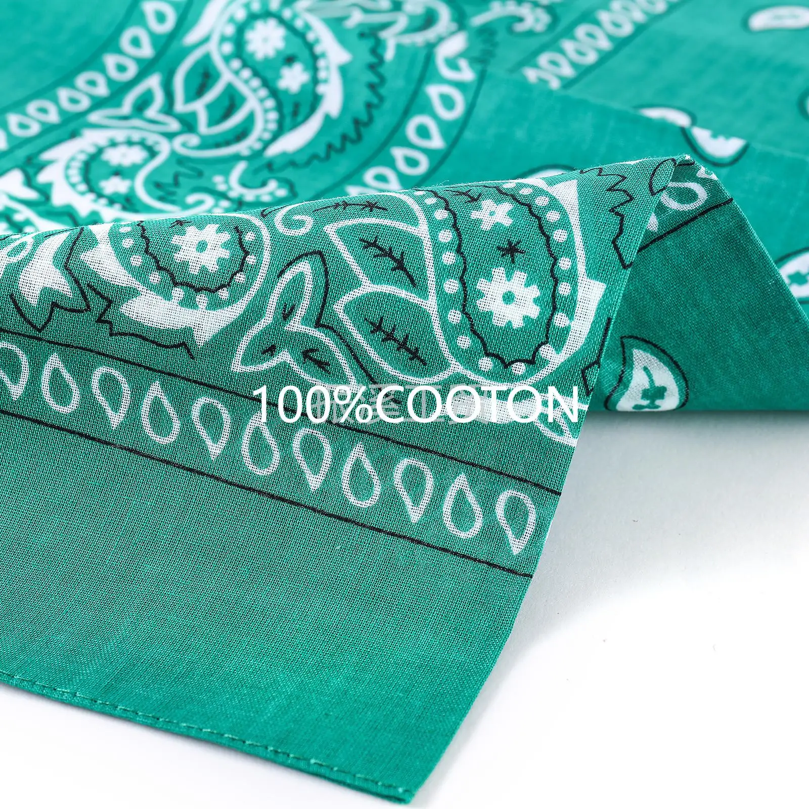 Wholesale custom Green  Bandanas Novelty Multipurpose cotton Bandana cotton Paisley Bandanas for Men Women