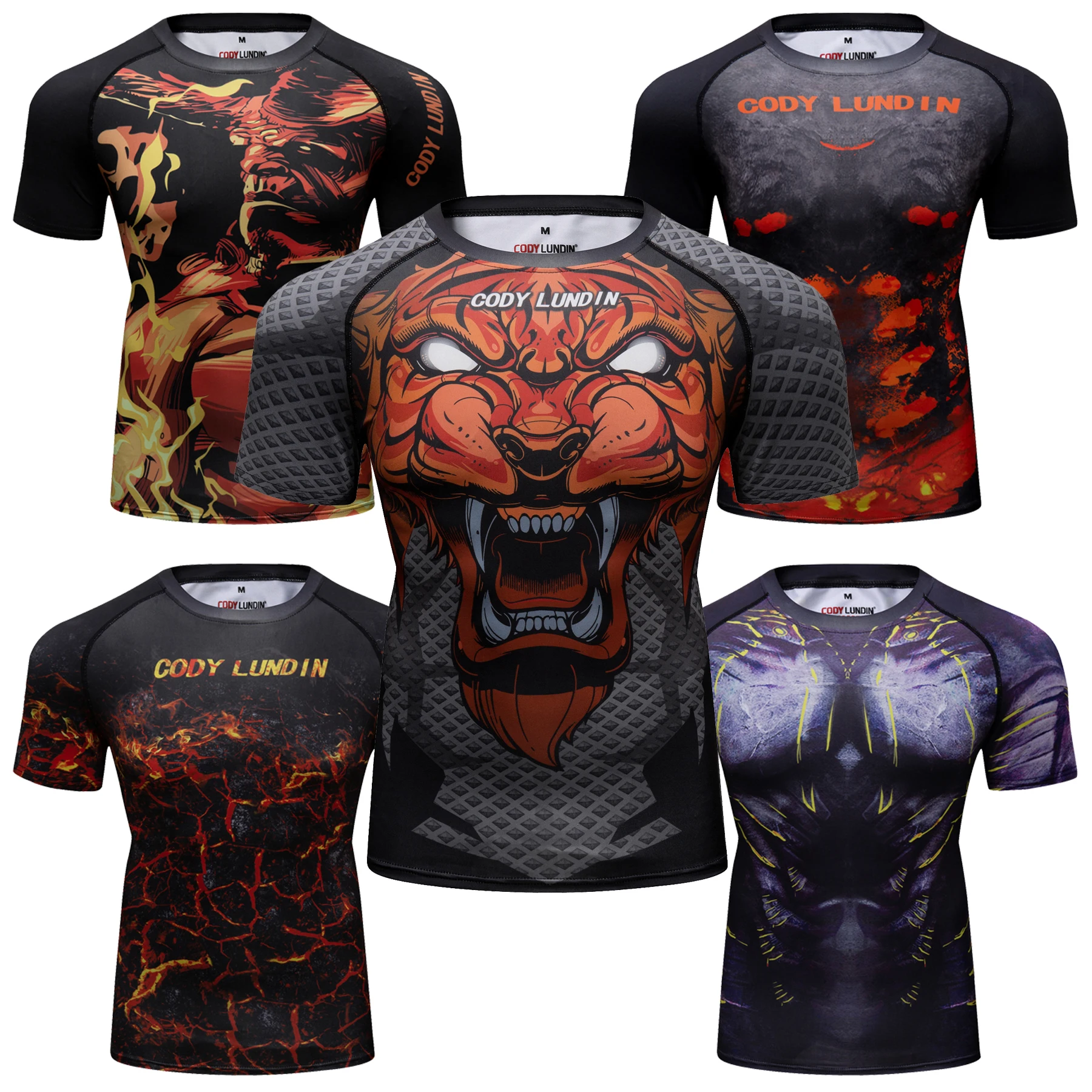 CODY LUNDIN Men Polyester Compression Sports Short Sleeve T-shirt Men Sublimation Custom Rash Guard Jiu Jitsu Rashguard for BJJ