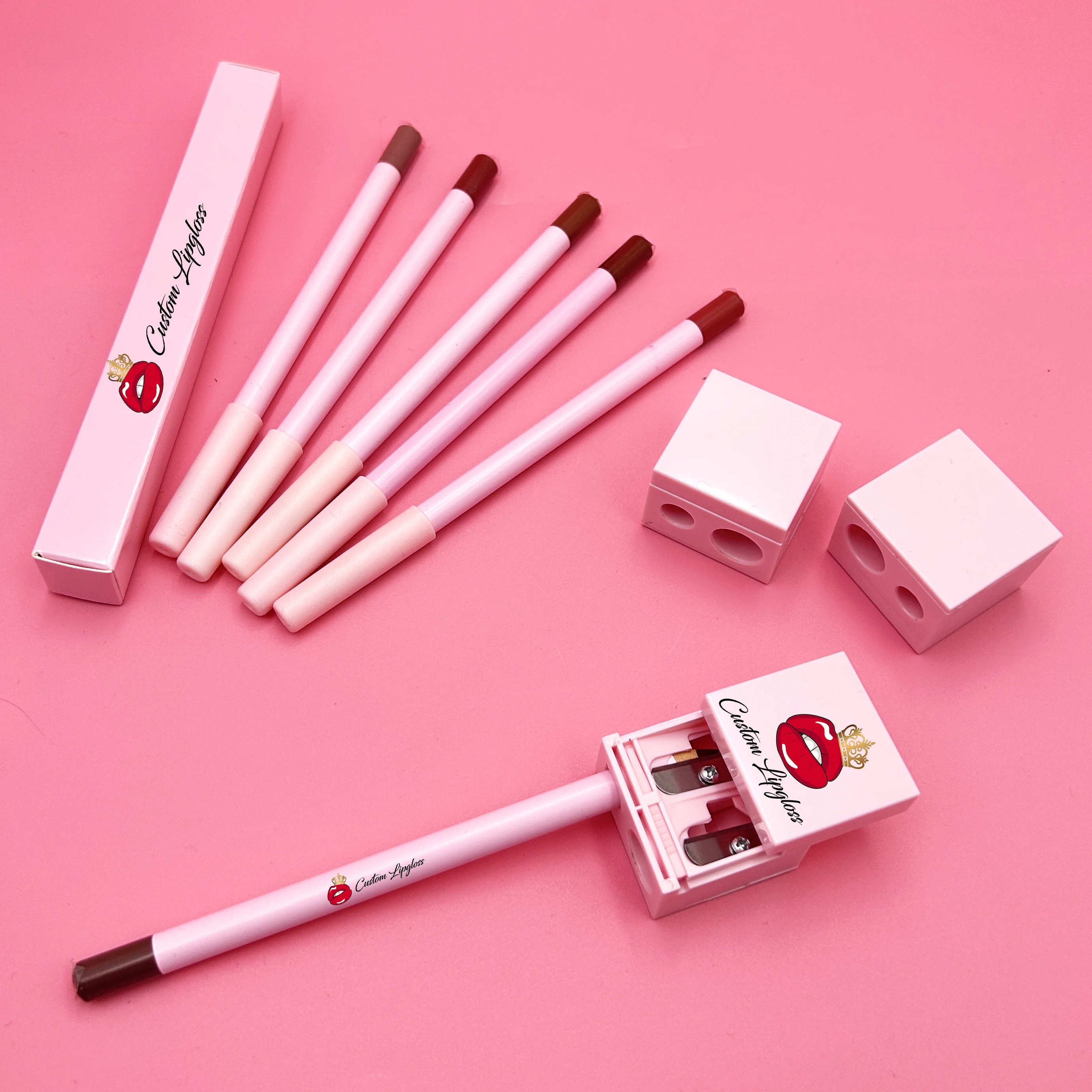 Luxury 24 colors lip liner private label vegan pink waterproof lip liner pencil  Lip Liner With Sharpener