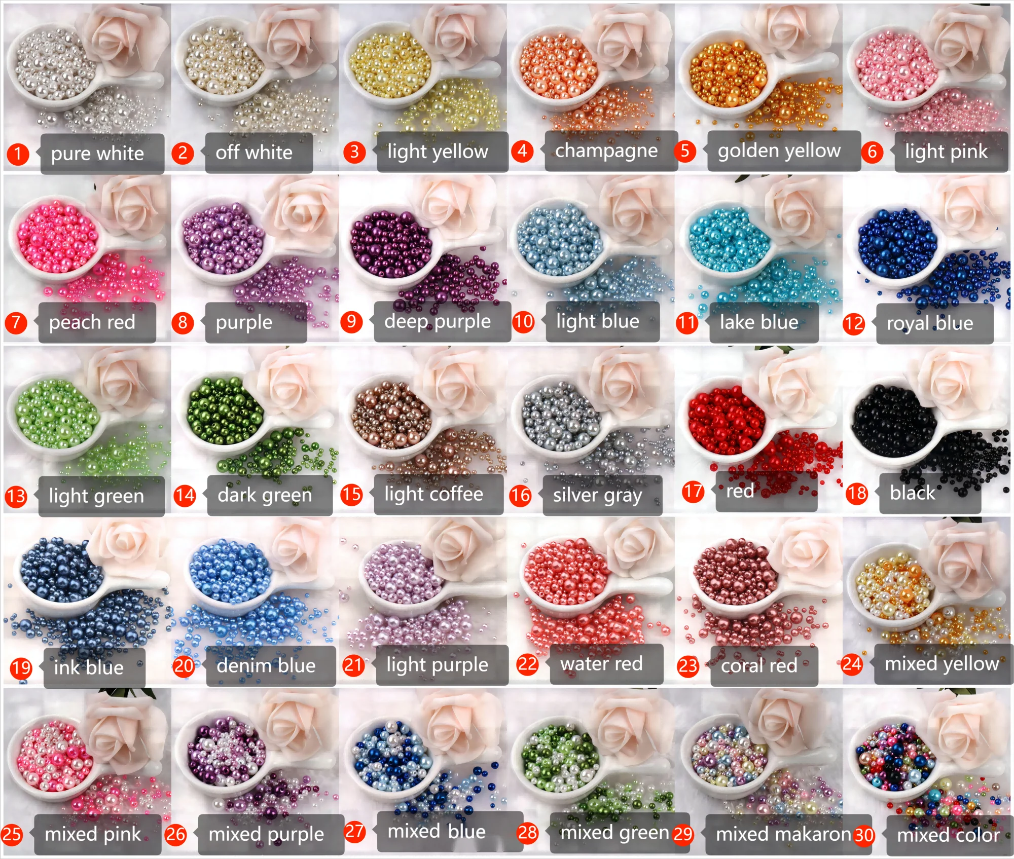 wholesale 3-8mm Mix size Cheap ABS plastic pearl beads with hole