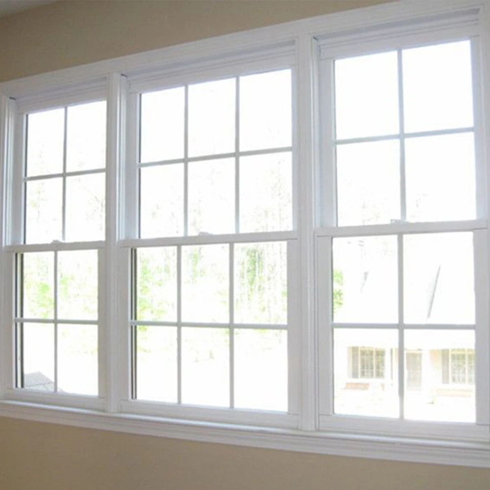 Soundproof Tempered Glass Vertical Sliding Window Thermal Break Aluminum Top Double Hung Windows With Grill