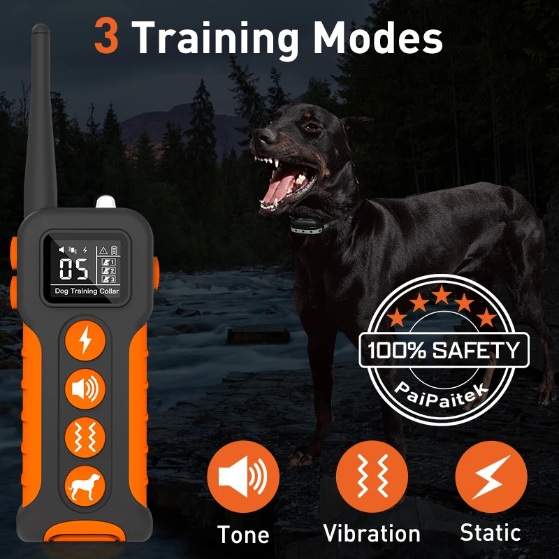 Best Quality 3300FT IPX7 Waterproof Beeper Vibration Shock Collar For Dogs Electric Dog Shock Collar Remote Training Dog Collar